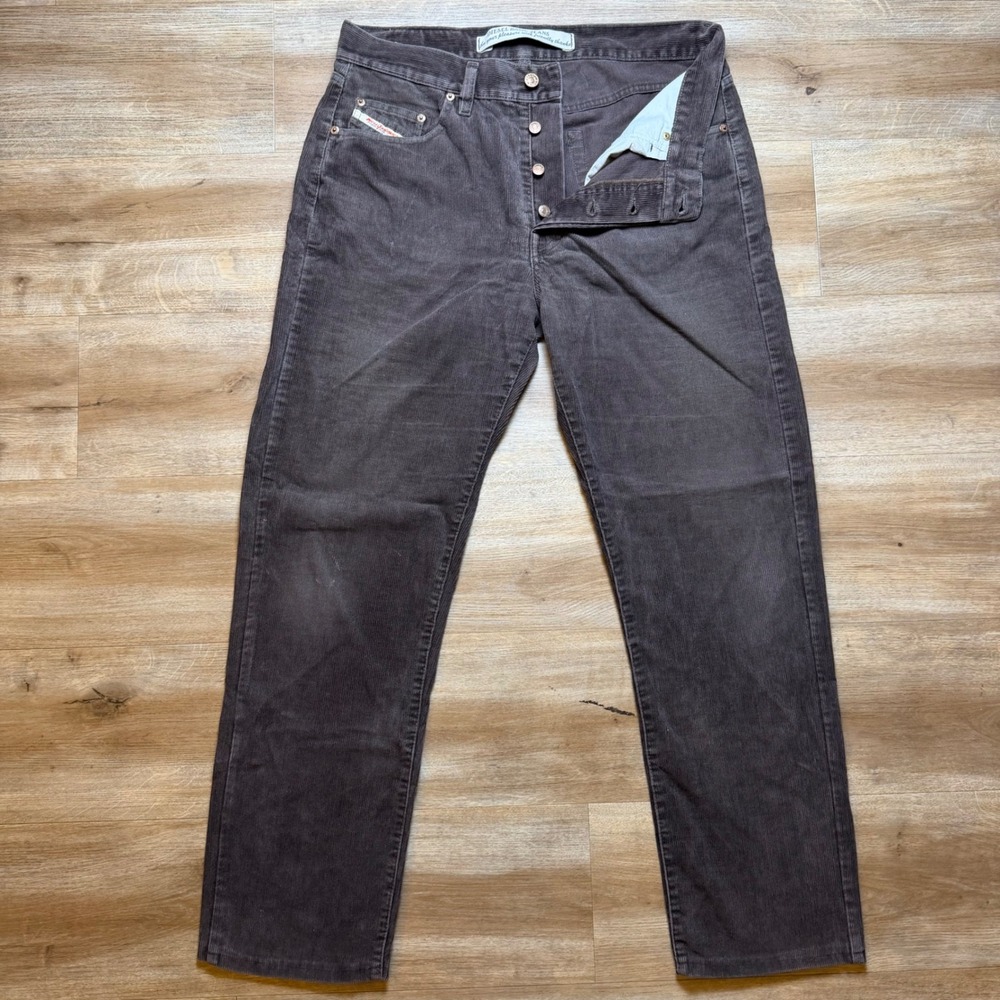 Diesel Cochise Corduroy Pants Men 34 Brown Straight Leg Button Fly Made in Italy